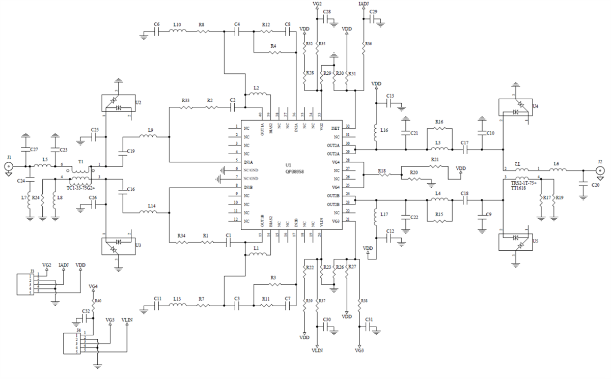 回路図 - Qorvo QPB8958EVB01 RF開発ツール
